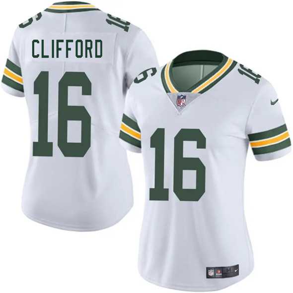 Women%27s Green Bay Packers #16 Sean Clifford White 2025 Vapor Untouchable Limited Stitched Jersey Dzhi->green bay packers->NFL Jersey